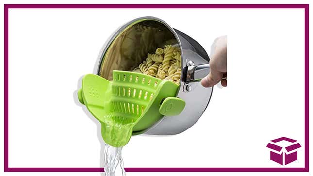 Image for article titled This Pasta Strainer Snaps Right Onto the Pot and is 63% Off for Prime Day