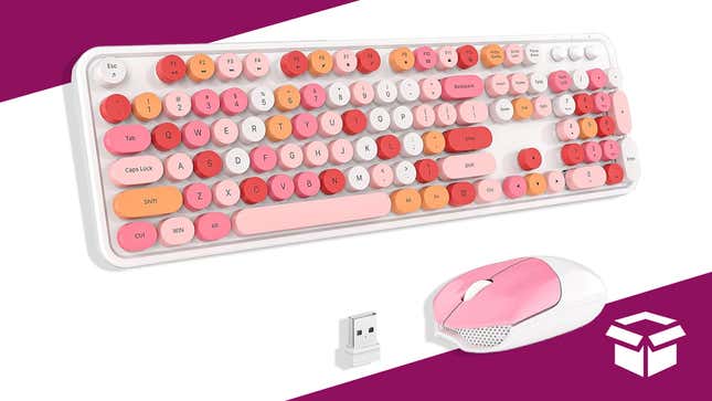 Image for article titled Brighten Up Your Desk Space With a Pink and White Keyboard and Mouse for $35